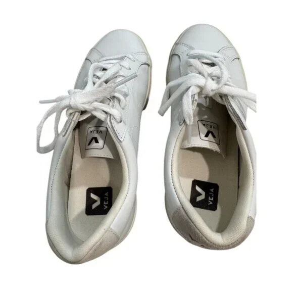 EUC VEJA Esplar Women's White Leather Sneakers Size 9 - Picture 7 of 10